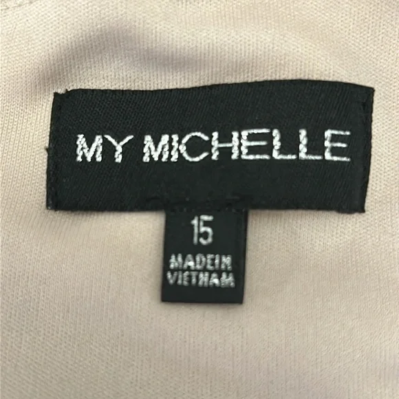 MY MICHELLE Two Tone Lace Skater Dress Juniors size 15 Women’s XL Black Nude - Picture 8 of 13